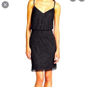 Adrianna Papell Blouson Dress Short - black - size 8. NWT